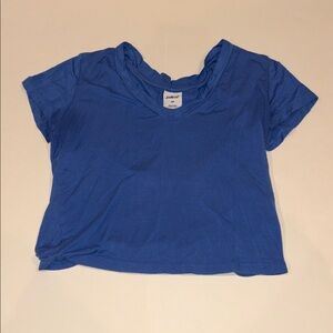 Casual Blue V-Neck Crop Top for Women